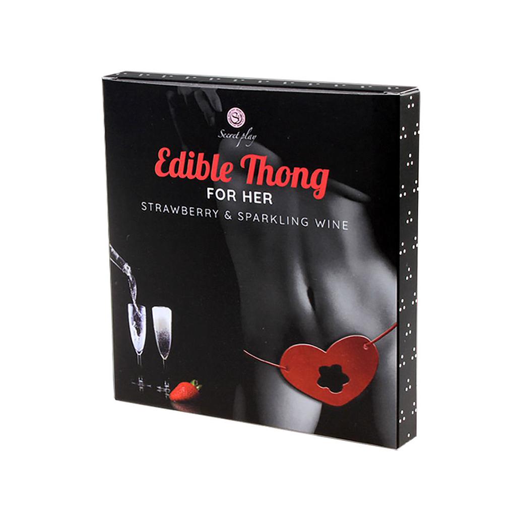 STRAWBERRY &amp; SPARKLING WINE - EDIBLE THONG FOR HER Cod. 3208