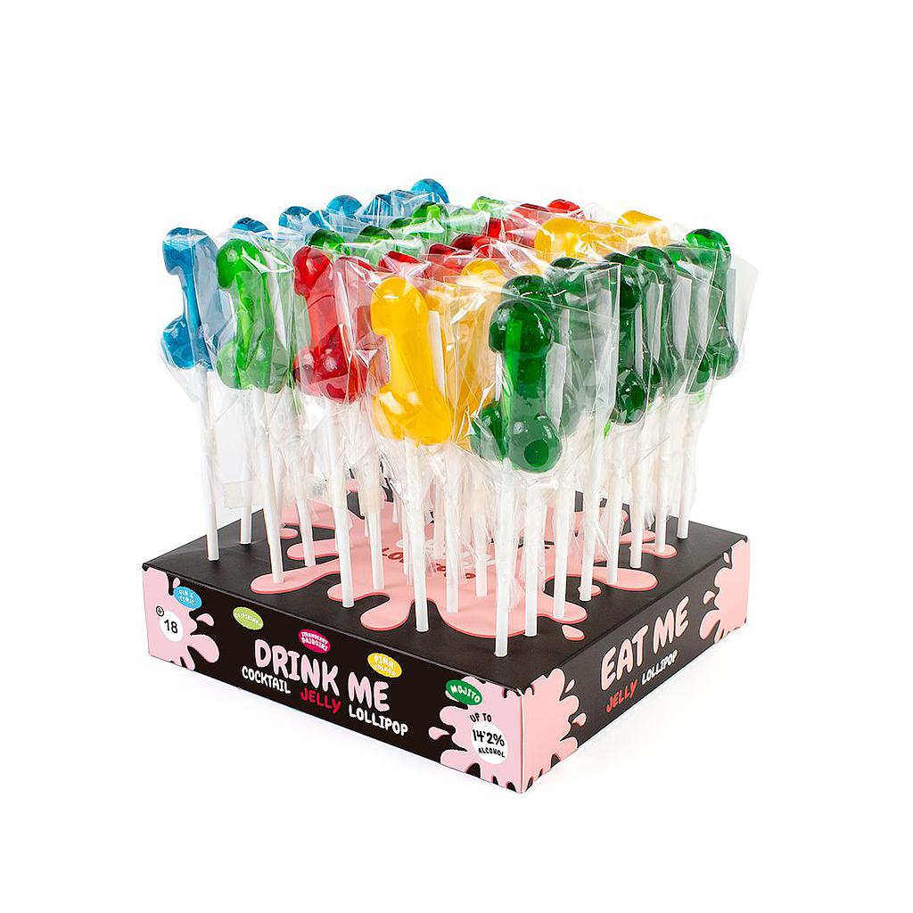 PRÉSENTOIR DE SUCETTES PÉNIS AVEC ALCOOL (40 UNITÉS) Cod. 9977