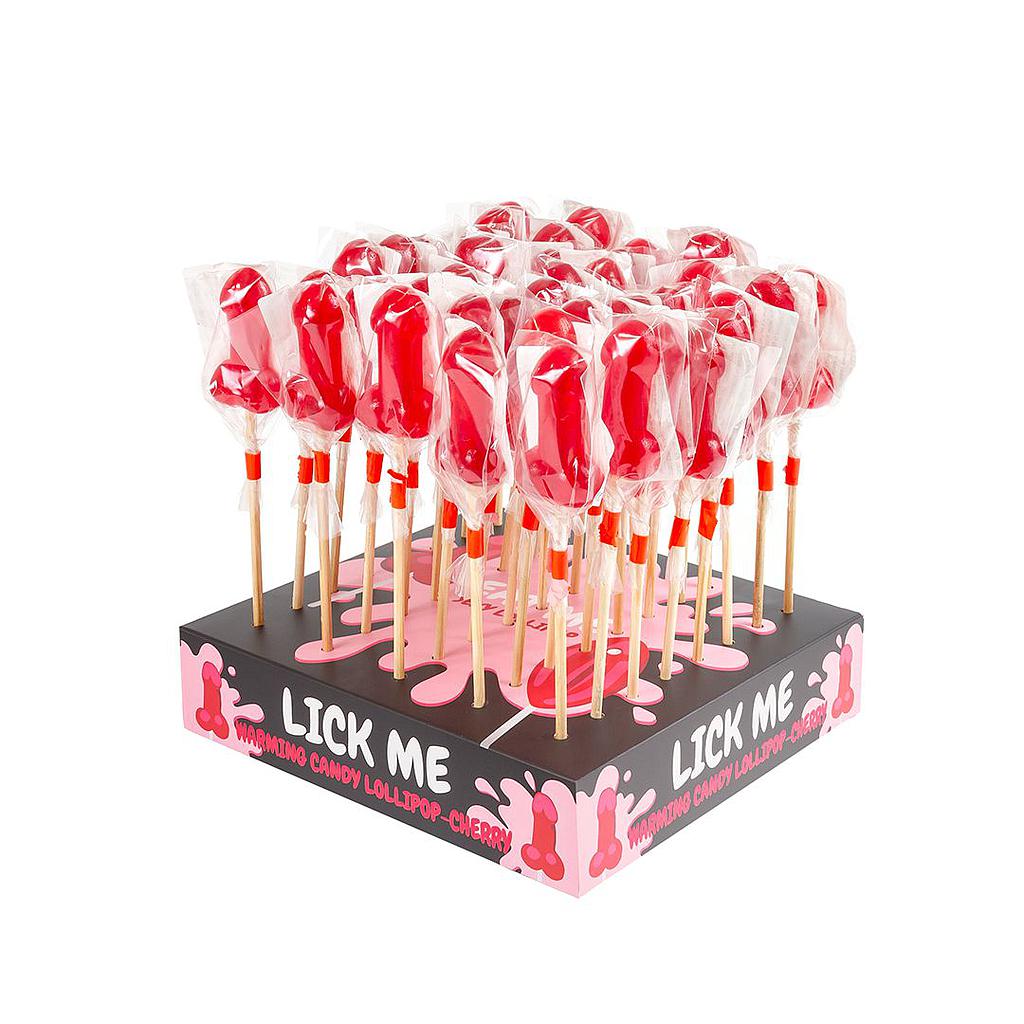 PRÉSENTOIR SUCETTE CANDY PÉNIS À LA CERISE AVEC EFFET DE CHALEUR ÉPICÉ (40 UNITÉS) Cod. 9970