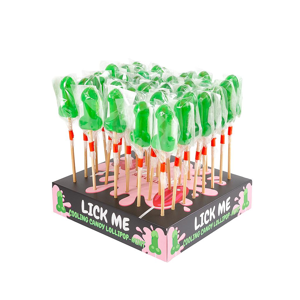 PRÉSENTOIR SUCETTE CANDY PÉNIS À LA MENTHE AVEC EFFET FROID (40 UNITÉS) Cod. 9971