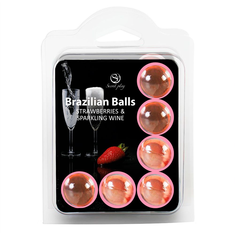 STRAWBERRY &amp; SPARKLING WINE BRAZILIAN BALLS - PACK 6 UNITS Cod. 3386-2