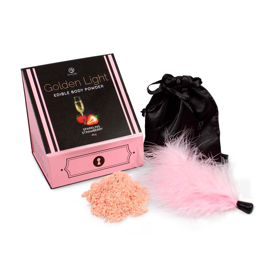 SPARKLING STRAWBERRY EDIBLE POWDER &amp; FEATHER TICKLER KIT Cod. 3685