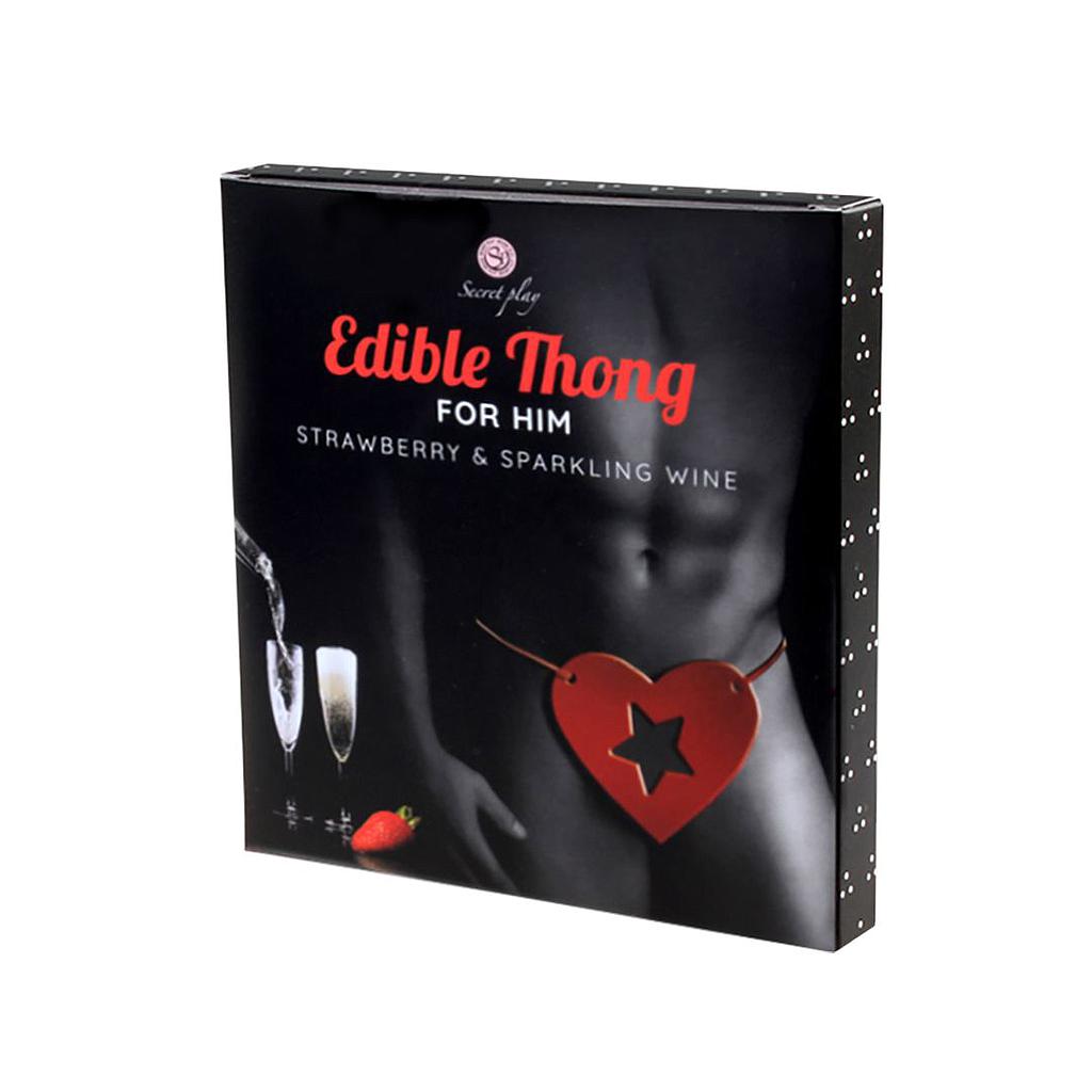 STRAWBERRY &amp; SPARKLING WINE - EDIBLE THONG FOR HIM Cod. 3209