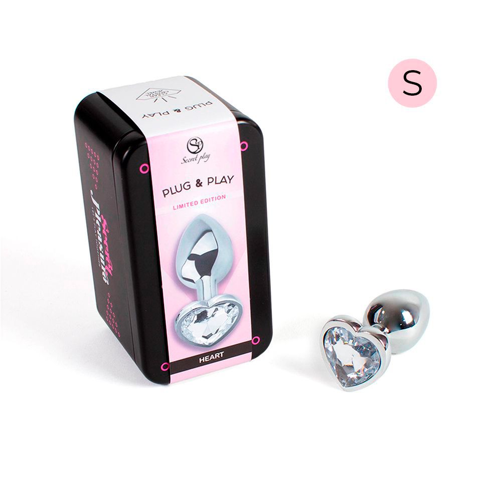 CLEAR CRYSTAL HEART METAL BUTT PLUG Cod. 6154T