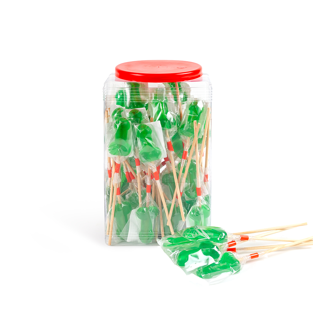 BOTE PIRULETA PENE CARAMELO MENTA CON EFECTO FRIO (60 UNIDADES) Cod. 9987