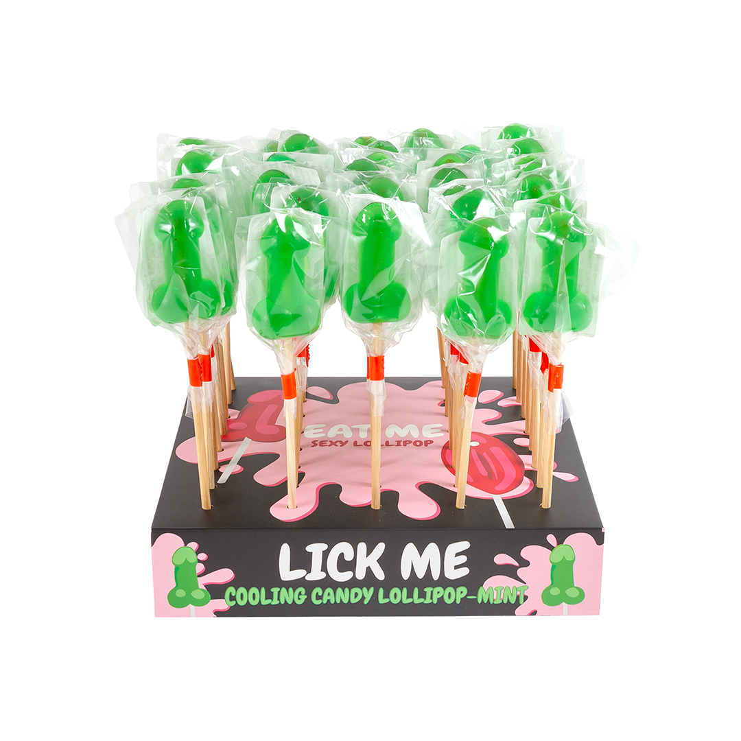 EXPOSITOR PIRULETA PENE CARAMELO MENTA CON EFECTO FRÍO (40 UNIDADES) Cod. 9971